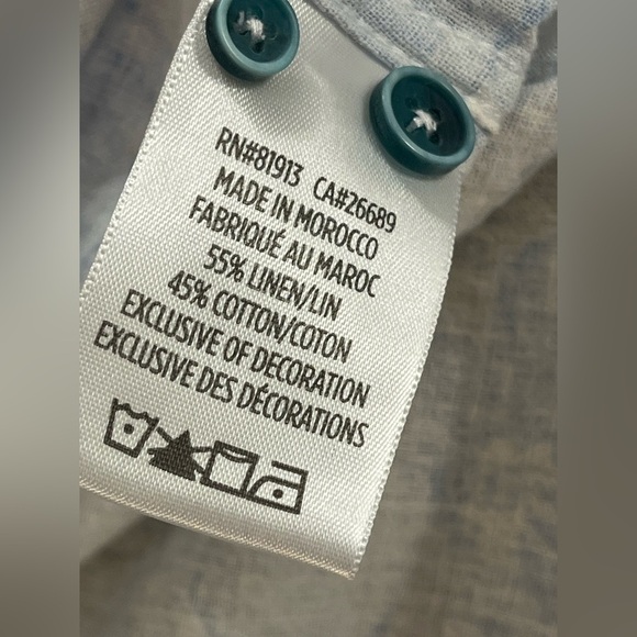 Robert Graham Men's Blue Floral Shirt Long Contrast Sleeve Linen Blend L - Picture 10 of 10